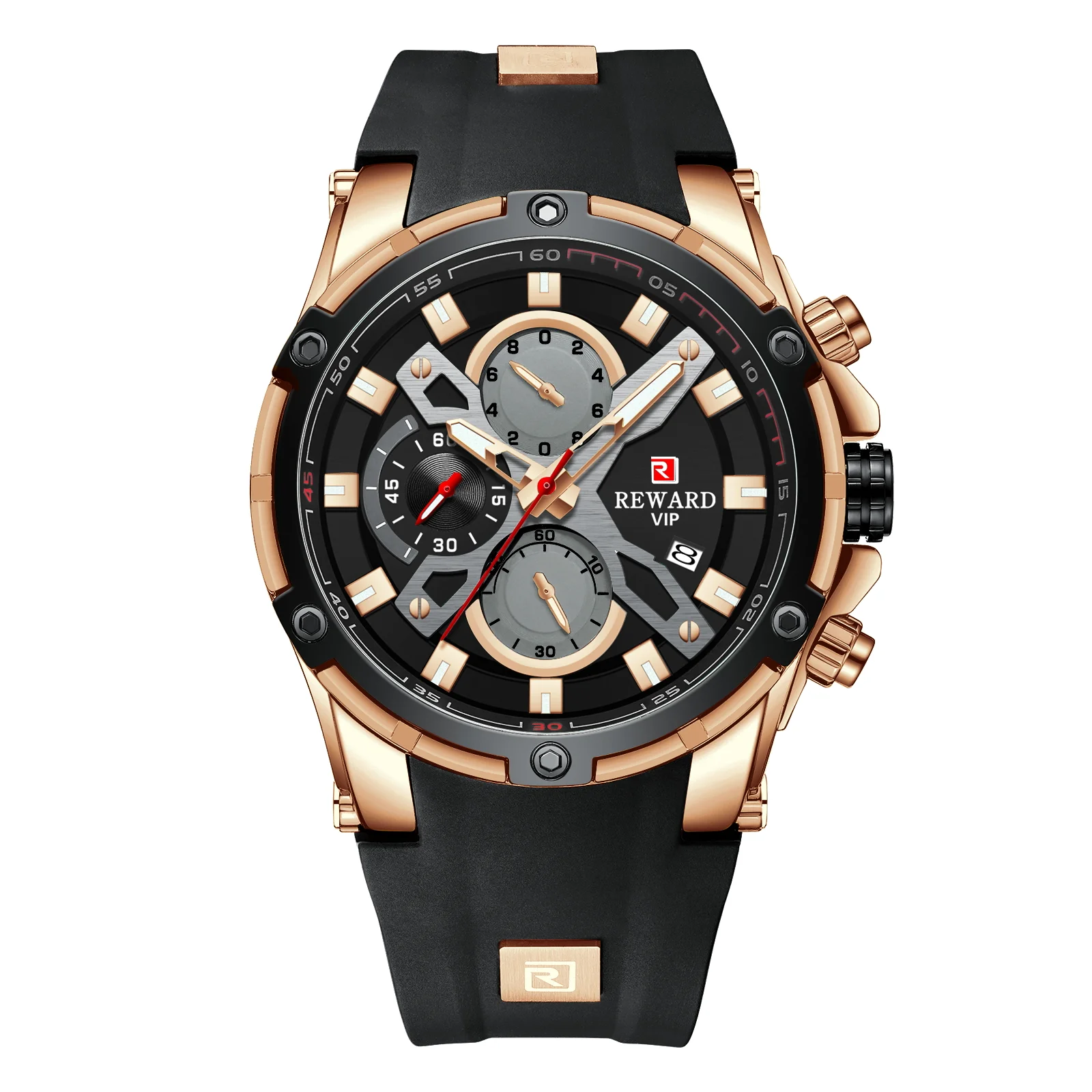 Reward RD83016M Sports Multifunctional Chronograph Silicone Band Luminous Hand Men's Watches