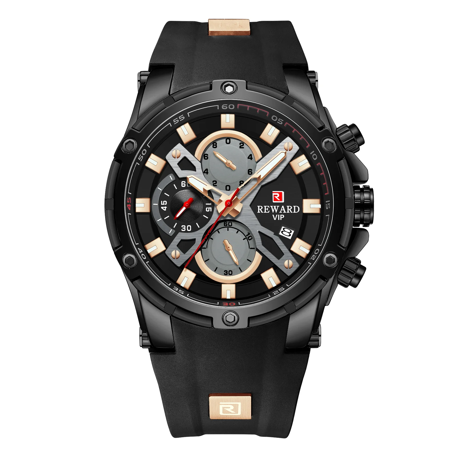Reward RD83016M Sports Multifunctional Chronograph Silicone Band Luminous Hand Men's Watches