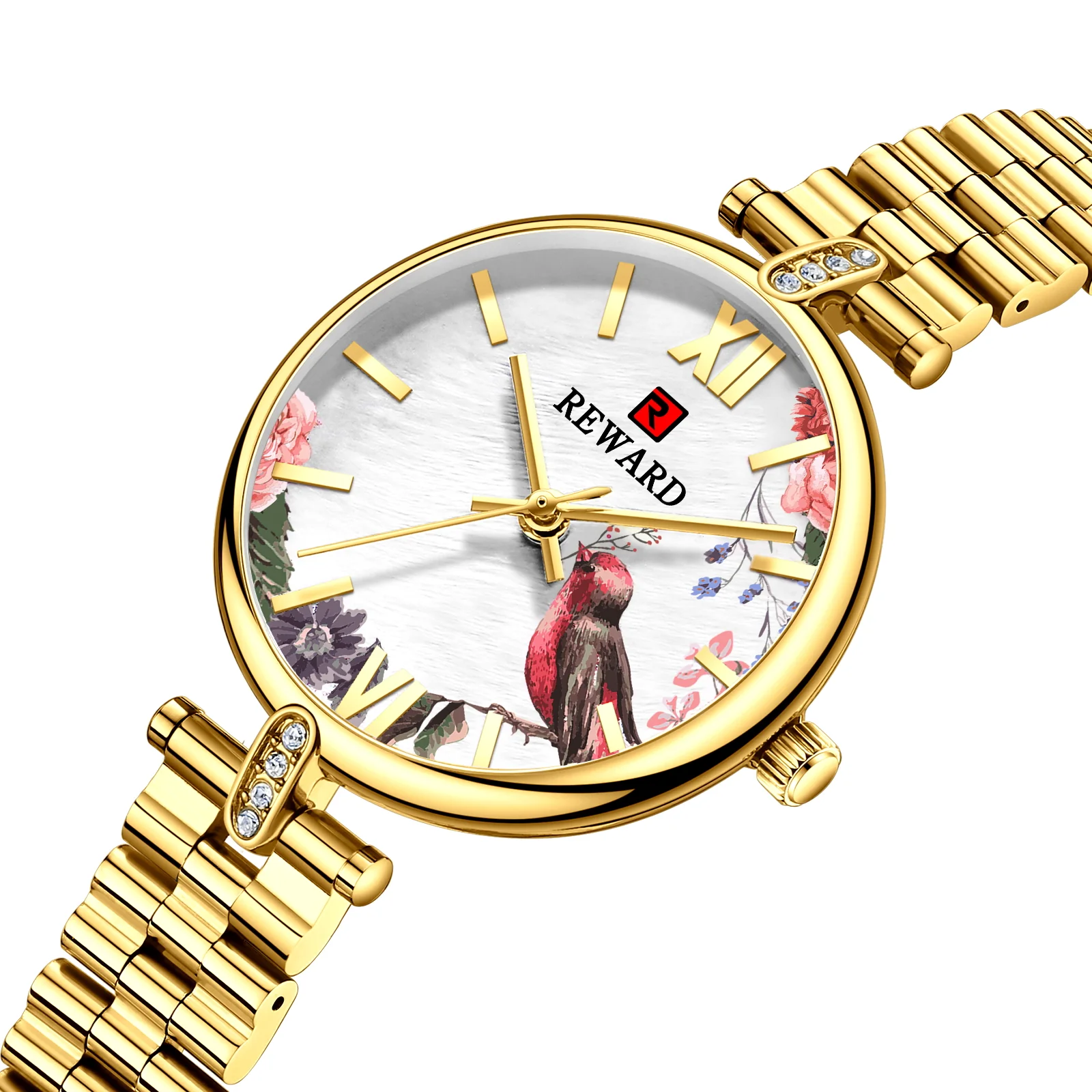 Reward Women Watches Fashion Quartz Wristwatch Unique Dial Stainless Steel Bracelet RD21011L