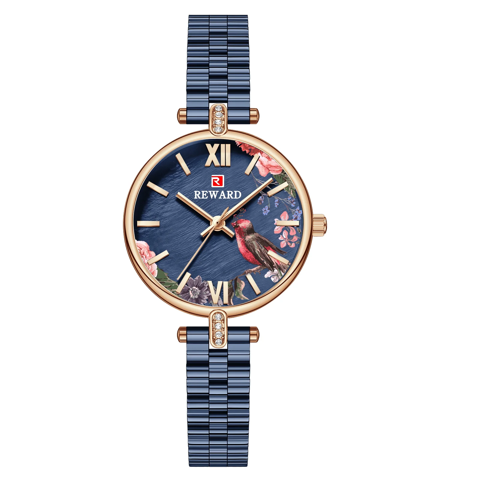 Reward Women Watches Fashion Quartz Wristwatch Unique Dial Stainless Steel Bracelet RD21011L
